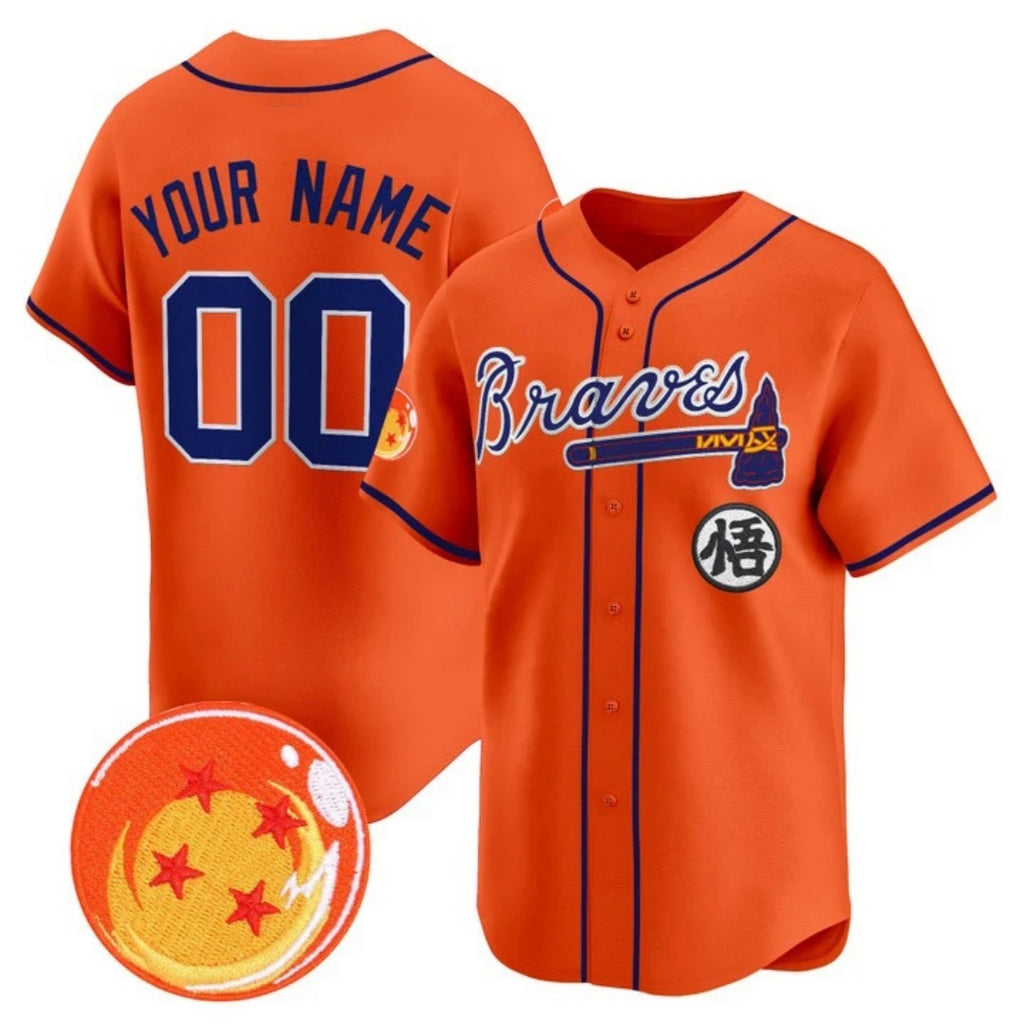 Custom Atlanta Braves x Dragon Ball Orange HOLBERT Vapor Premier Limited Jersey - All Stitched