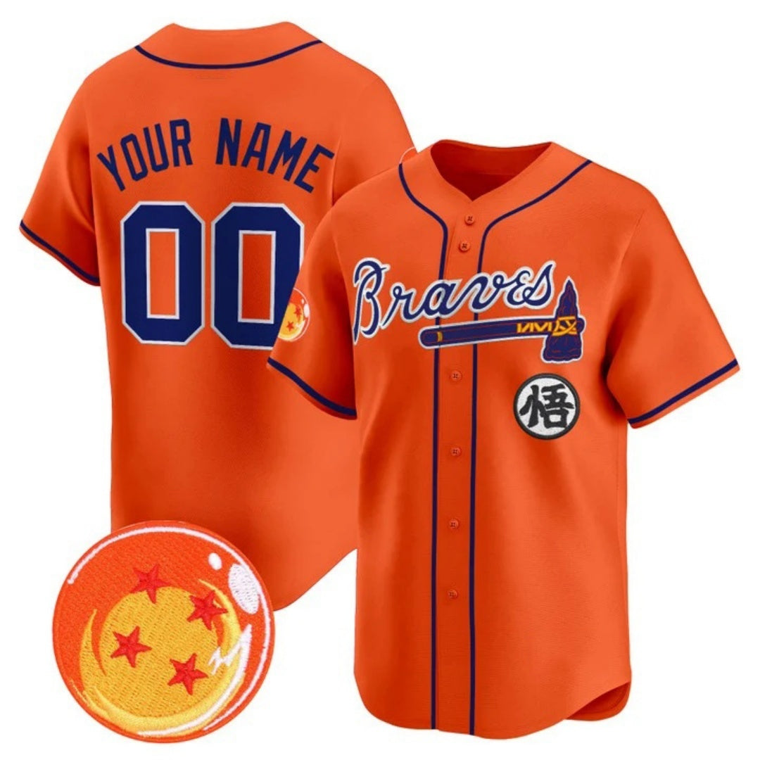 Custom Atlanta Braves x Dragon Ball Orange HOLBERT Vapor Premier Limited Jersey - All Stitched