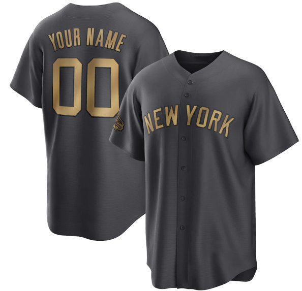 Custom New York Yankees Active Player Charcoal HOLBERT 2022 All-Star Cool Base Stitched Jersey