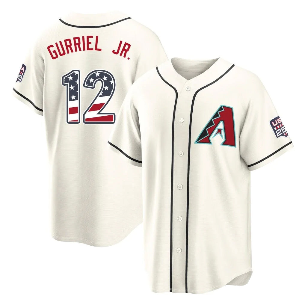 Arizona Diamondbacks #12 Lourdes Gurriel Jr Player Cream HOLBERT USA 250 Fourth of July Home Game Stitched Jerseys