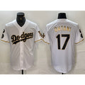 Los Angeles Dodgers #17 Shohei Ohtani White Gold HOLBERT Fashion Stitched Cool Base Limited Jerseys