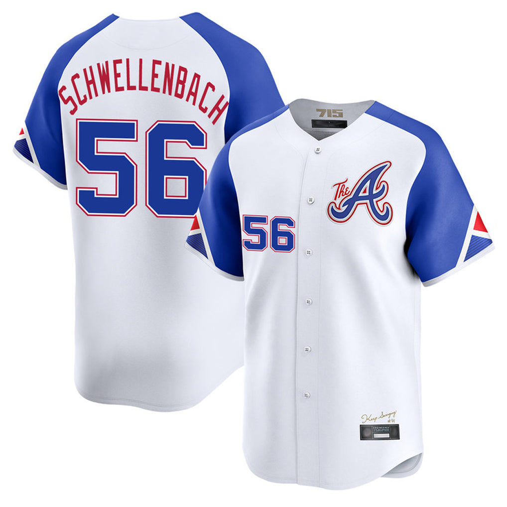 Atlanta Braves #56 Spencer Schwellenbach Player White HOLBERT City Connect Limited Home Game Stitched Jerseys