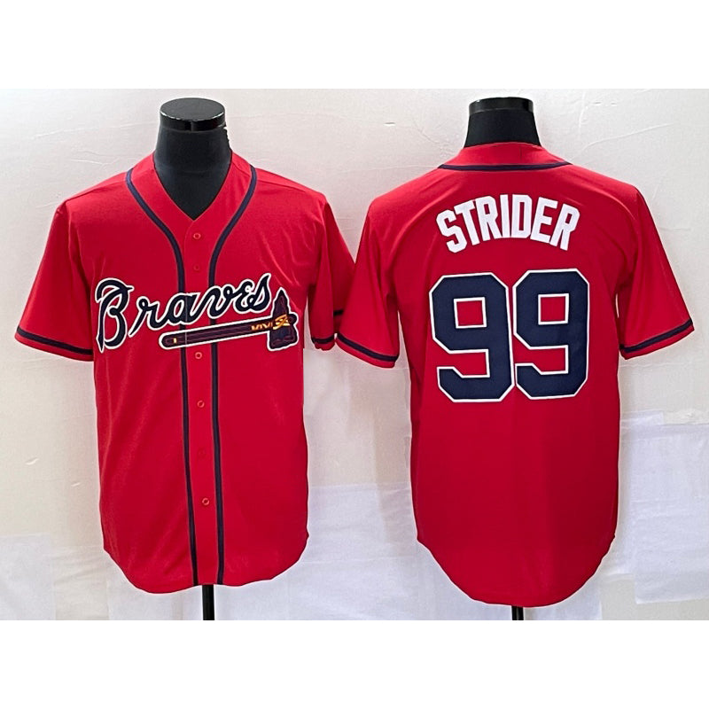 Atlanta Braves #99 Spencer Strider Red HOLBERT Cool Base Stitched Jersey