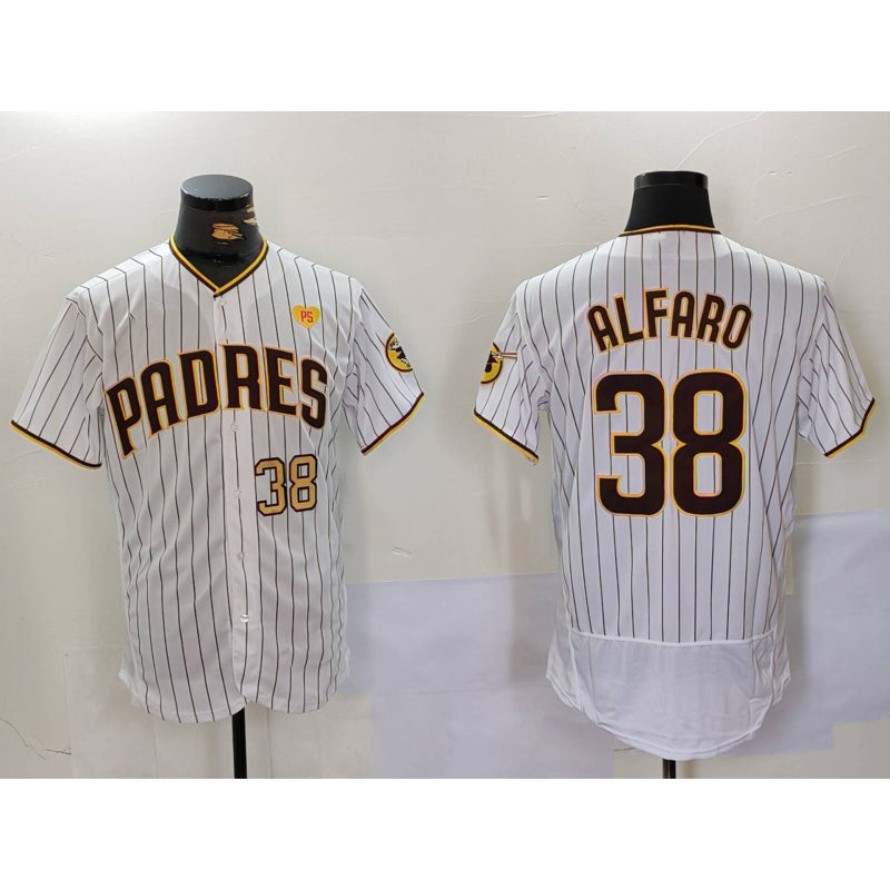 San Diego Padres #38 Jorge Alfaro White HOLBERT With PS Patch Stitched Flex Base Jerseys