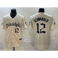 Philadelphia Phillies #12 Kyle Schwarber Cream HOLBERT Gothic Vapor Limited Stitched Jersey