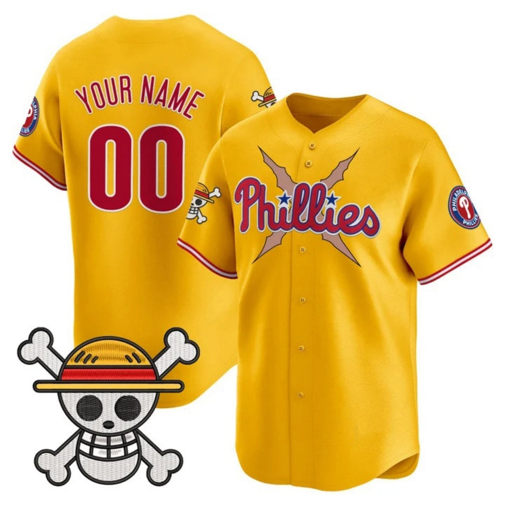 Custom Philadelphia Phillies x One Piece Gold HOLBERT Vapor Premier Limited Jersey - Stitched