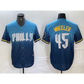 Philadelphia Phillies #45 Zack Wheeler Blue HOLBERT 2024 City Cool Base Stitched Jersey
