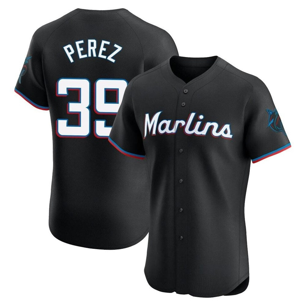 Miami Marlins #39 Eury Perez Player Black HOLBERT Vapor Home Limited Elite Stitched Jerseys