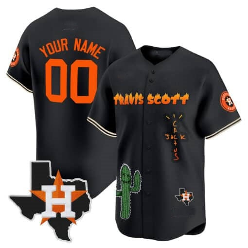 Custom Houston Astros Cactus Jack Patch Vapor Premier Limited Jersey V9 ¨C Black HOLBERT