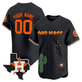 Custom Houston Astros Cactus Jack Patch Vapor Premier Limited Jersey V9 ¨C Black HOLBERT
