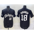Los Angeles Dodgers #18 Yoshinobu Yamamoto Black HOLBERT 2025 LA Gothic Style With 2024 World Series Champions Patch Vapor Premier Limited Stitched Jersey