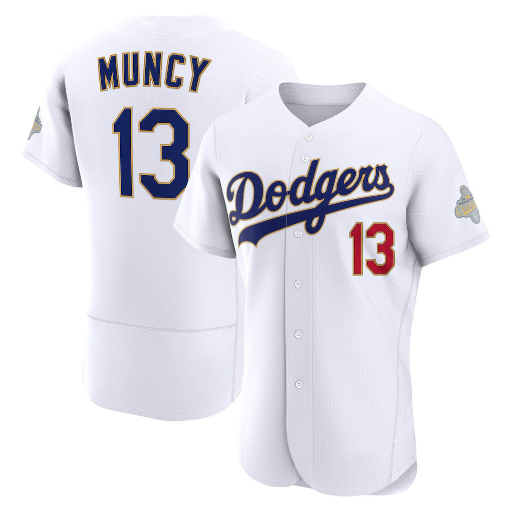 Los Angeles Dodgers #13 Max Muncy White HOLBERT 2026 Gold Collection Authentic Jersey