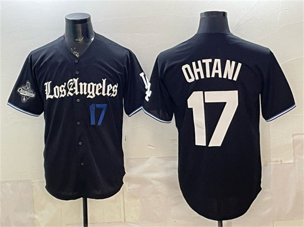 Los Angeles Dodgers #17 Shohei Ohtani Black HOLBERT 2025 World Series Champions Patch 'Gothic Edition' Vapor Premier Limited Stitched Jersey