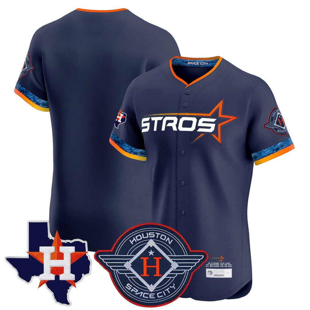 Houston Astros Blank Player Navy HOLBERT City Connect Texas Patch Vapor Premier Limited Elite Home Stitched Jerseys