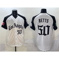 Los Angeles Dodgers #50 Mookie Betts White Black HOLBERT Mexico 2025 LA Gothic Style With Fernando Patch Vapor Premier Limited Stitched Jersey