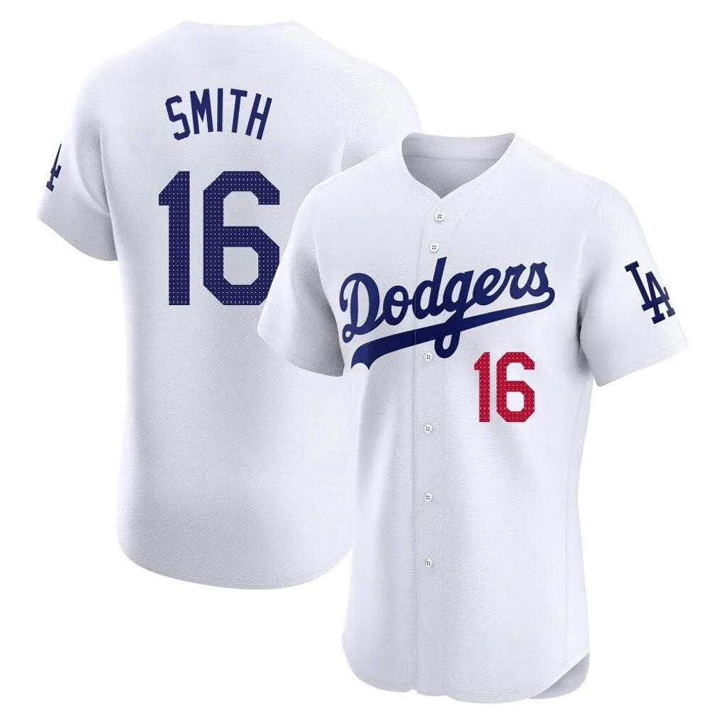 Los Angeles Dodgers #16 Will Smith Player White HOLBERT Limited Elite Home Stitched Jerseys