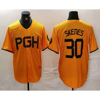 Pittsburgh Pirates #30 Paul Skenes Yellow HOLBERT 2023 City Connect Stitched Jersey