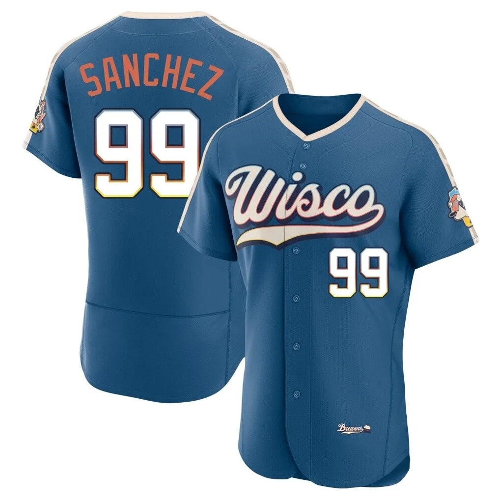 Milwaukee Brewers #99 Gary Sanchez Player Blue HOLBERT 2026 City Connect Home Limited Elite Stitched Jerseys