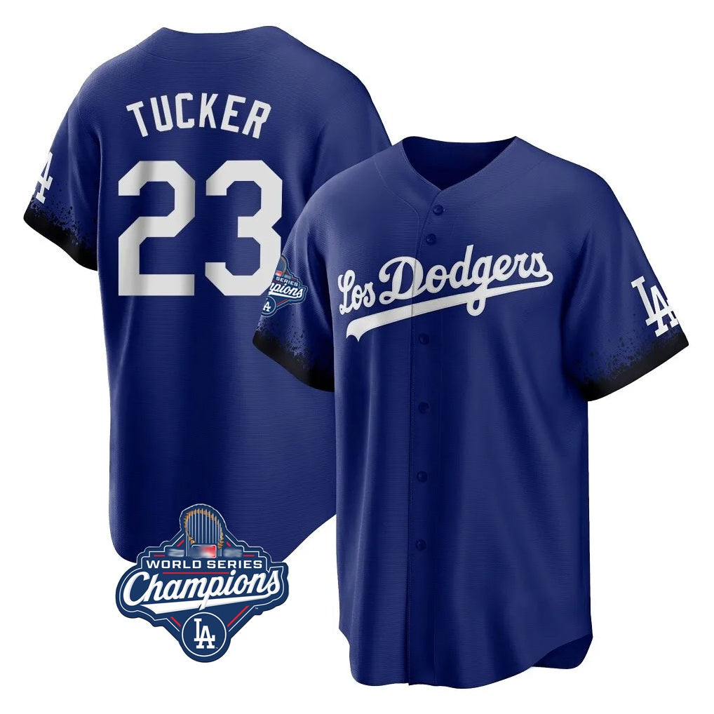 Los Angeles Dodgers #23 Kyle Tucker Player Royal HOLBERT World Series Meet City Connect Home Game Stitched Jerseys