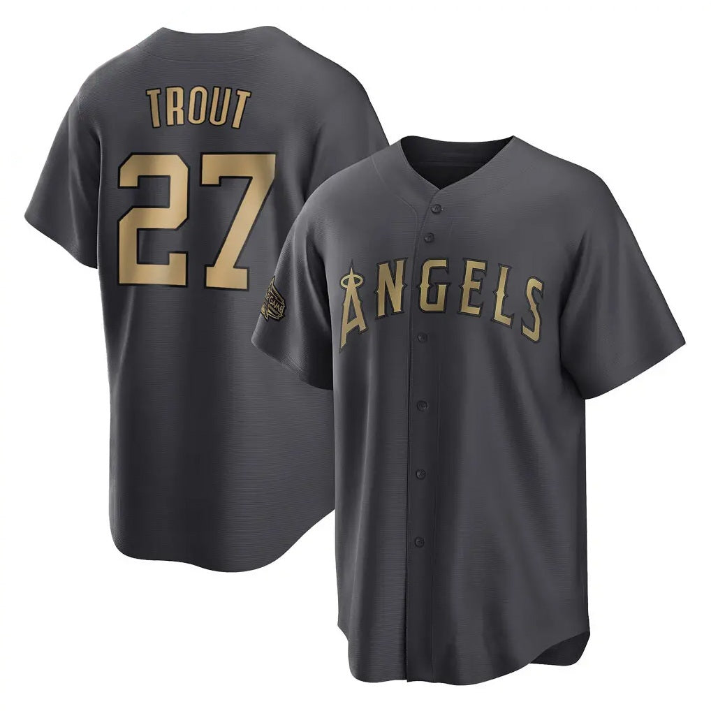 Los Angeles Angels #27 Mike Trout Player Charcoal HOLBERT Game All-Star Stitched Jerseys