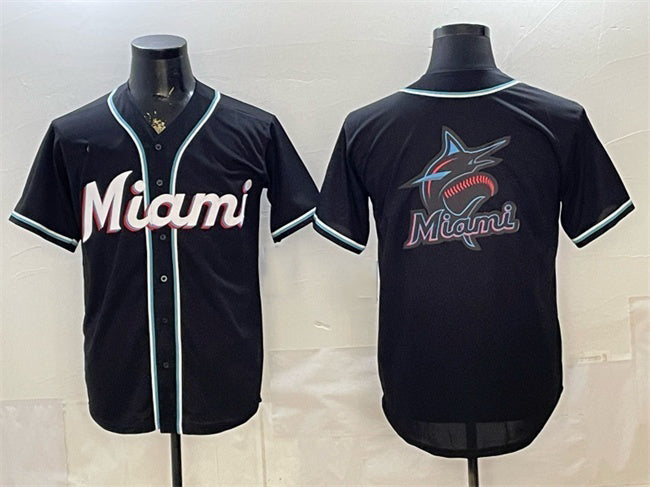 Miami Marlins Team Big Logo 2026 Fashion Replica Black HOLBERT Out Stitched Jersey