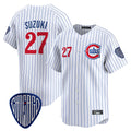 Chicago Cubs #27 Seiya Suzuki Player White HOLBERT Pinstripe Vapor Premier Limited Home Stitched Jerseys