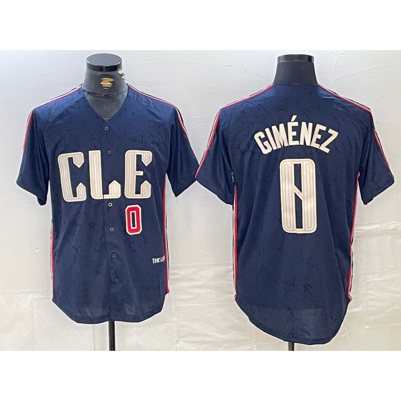 Cleveland Guardians #0 Andres Gimenez Navy HOLBERT 2024 City Connect Limited Stitched Jerseys