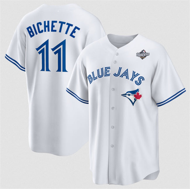 Toronto Blue Jays #11 Bo Bichette White HOLBERT 2025 World Series Home Cool Base Stitched Jersey