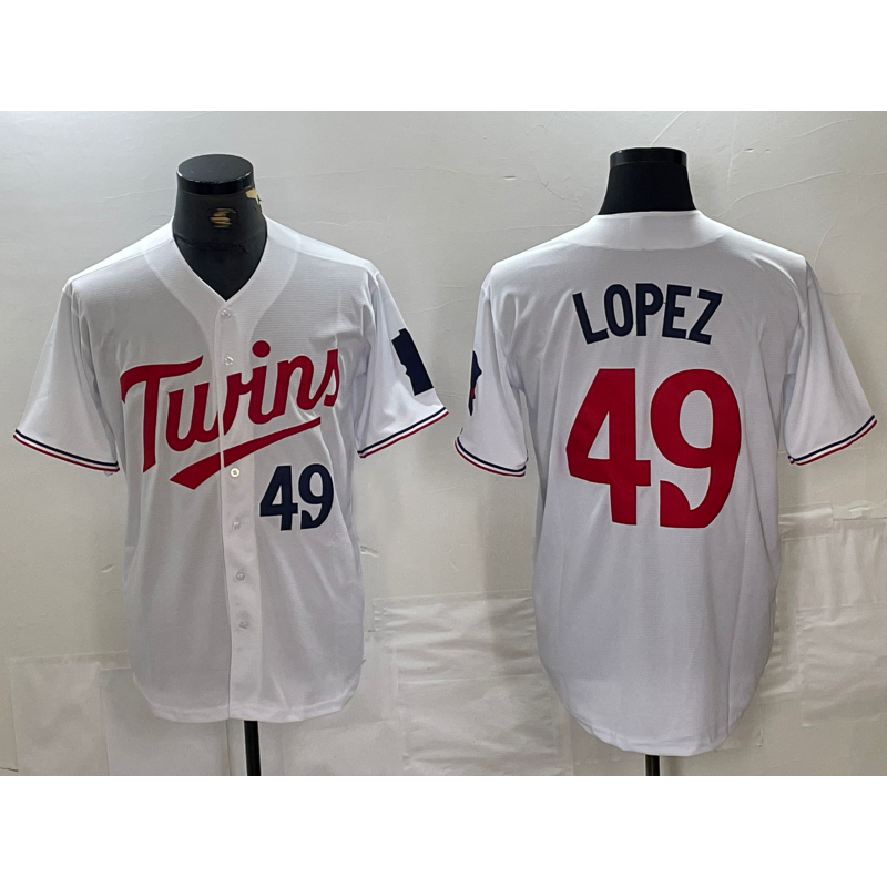 Minnesota Twins #49 Pablo Lopez Number White HOLBERT Stitched Cool Base Jersey