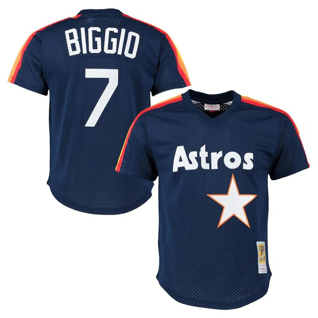 Houston Astros #7 Craig Biggio Player Navy HOLBERT Mitchell & Ness Cooperstown Mesh Limited Stitched Jerseys