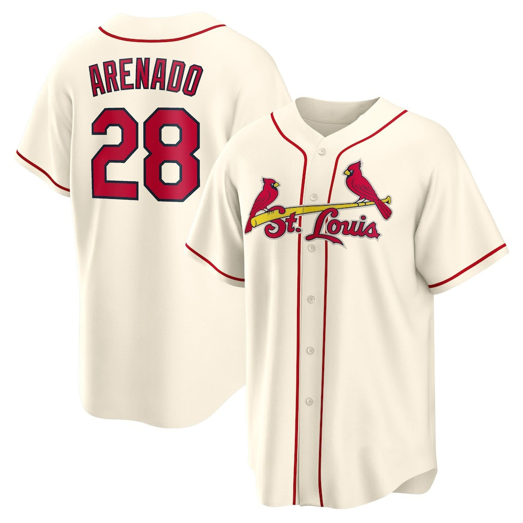 St. Louis Cardinals #28 Nolan Arenado Cream HOLBERT Alternate 2 Replica Jersey