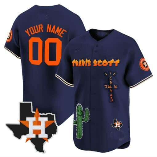 Custom Houston Astros Cactus Jack Patch Vapor Premier Limited Jersey V9 ¨C Navy HOLBERT