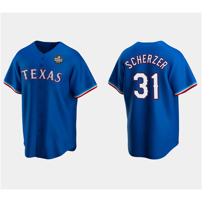 Texas Rangers #31 Max Scherzer Royal HOLBERT 2023 World Series Stitched Jersey