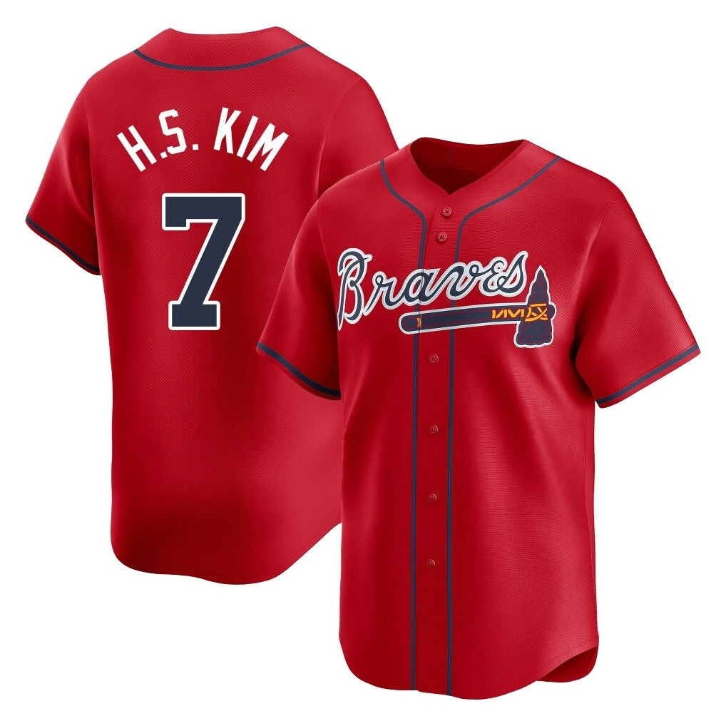 Atlanta Braves #7 Ha-Seong Kim Player Red HOLBERT Limited Home Game Stitched Jerseys