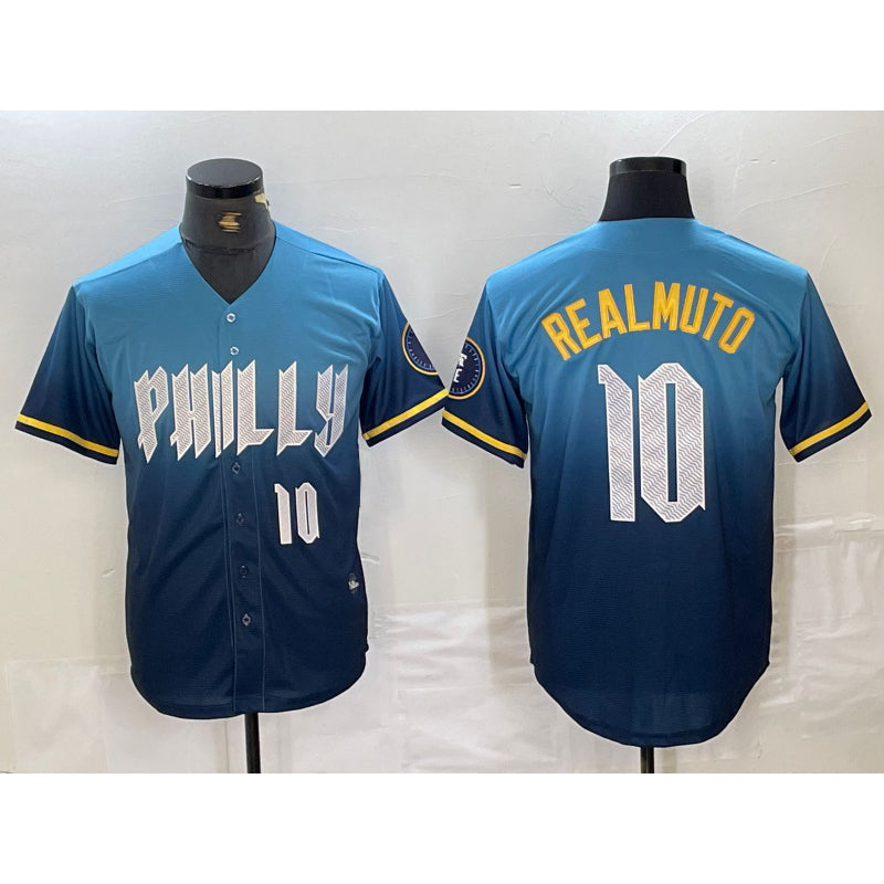 Philadelphia Phillies #10 JT Realmuto Number Blue HOLBERT 2024 City Connect Limited Stitched Jersey 2