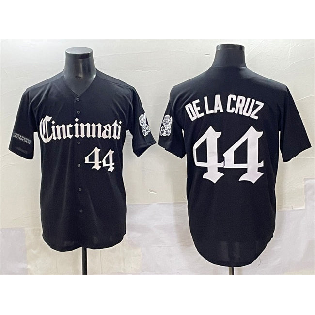 Cincinnati Reds #44 Elly De La Cruz Black HOLBERT 'Gothic Queen City Edition' Vapor Premier Limited Stitched Jersey