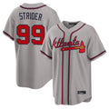 Atlanta Braves #99 Spencer Strider Player Gray HOLBERT Home Game Stitched Jerseys