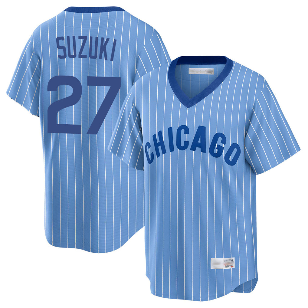 Chicago Cubs #27 Seiya Suzuki Player Blue HOLBERT T-shirt Cooperstown Collection Limited Stitched Jerseys