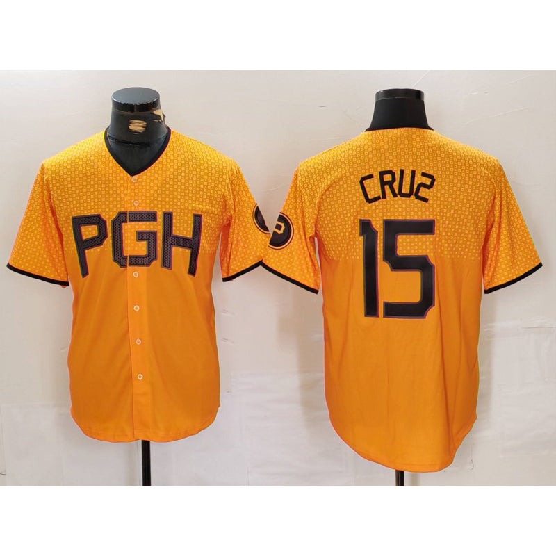 Pittsburgh Pirates #15 Oneil Cruz Yellow HOLBERT 2023 City Connect Stitched Jersey 2