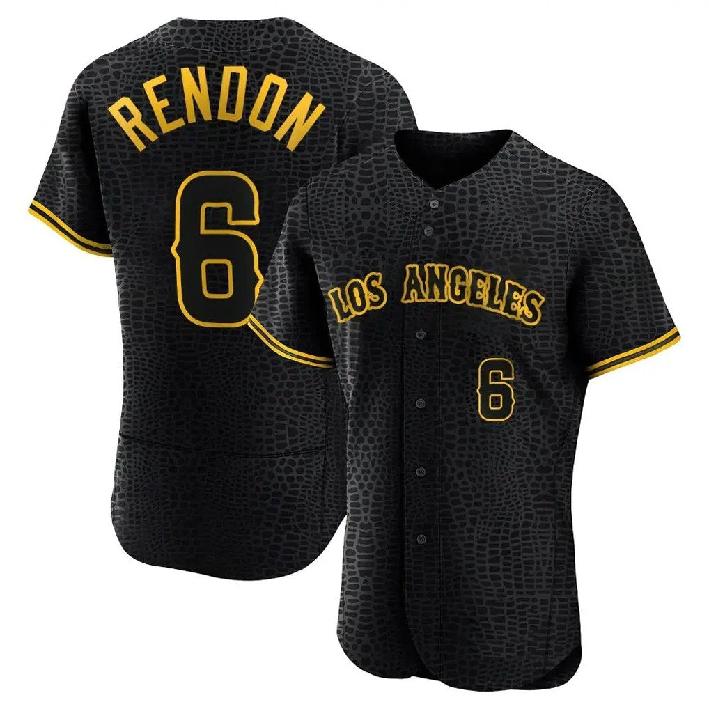 Los Angeles Angels #6 Anthony Rendon Player Black HOLBERT Snake Skin City Limited Elite Home Stitched Jerseys
