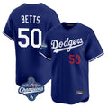 Los Angeles Dodgers #50 Mookie Betts Player Royal HOLBERT World Series Meet Limited Home Stitched Jerseys