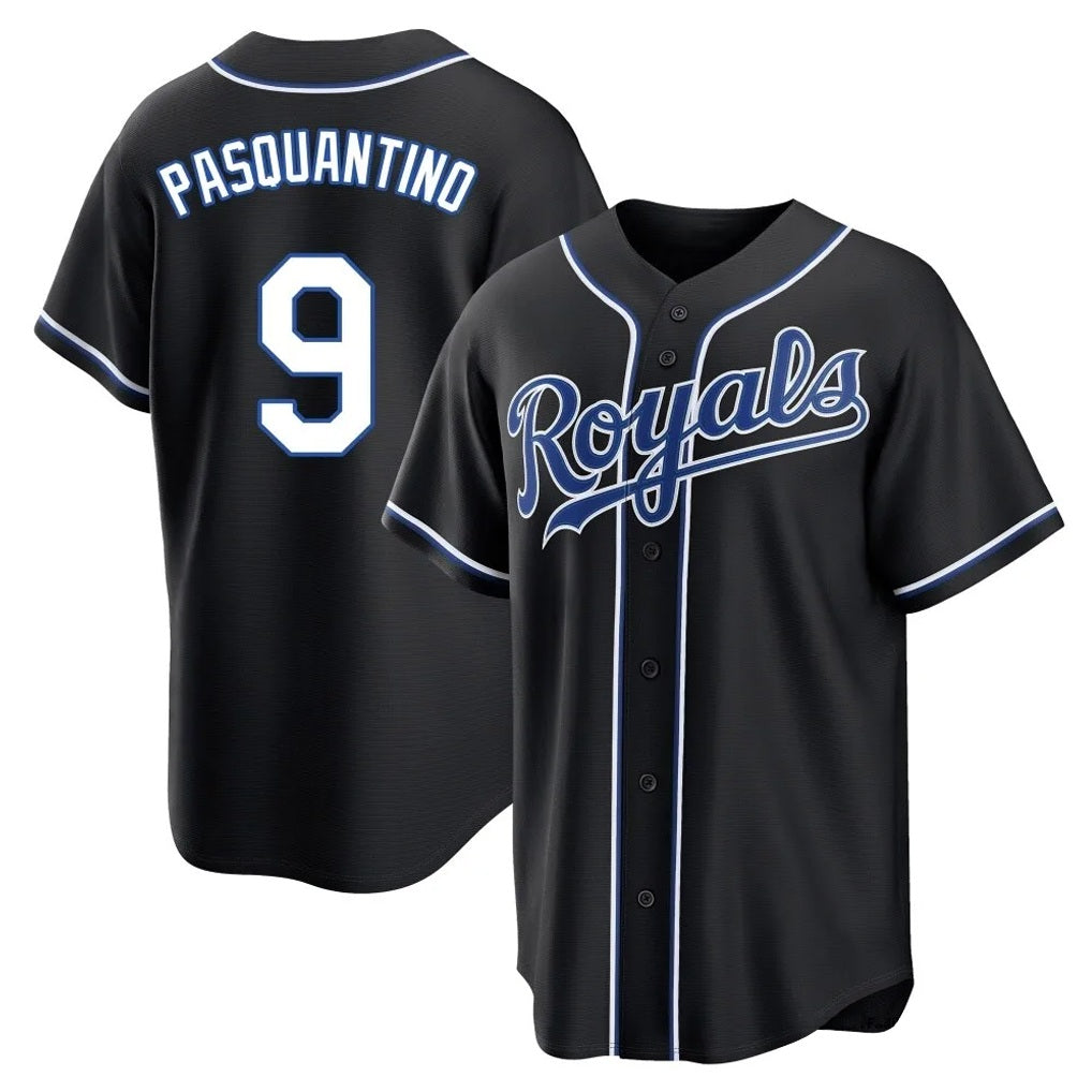 Kansas City Royals #9 Vinnie Pasquantino Player Black HOLBERT Carbon Fashion Home Game Stitched Jerseys