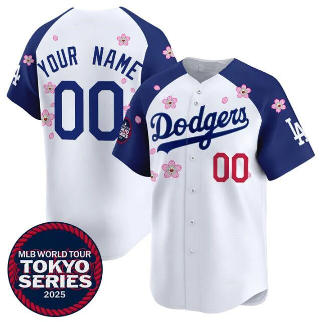 Custom Los Angeles Dodgers Active Player White Royal HOLBERT 2025 Tokyo Series Limited Stitched Jersey