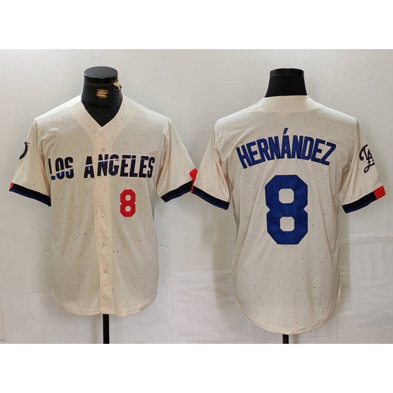 Los Angeles Dodgers #8 Kike Hernandez Number Cream HOLBERT 2024 City Connect Limited Stitched Jerseys