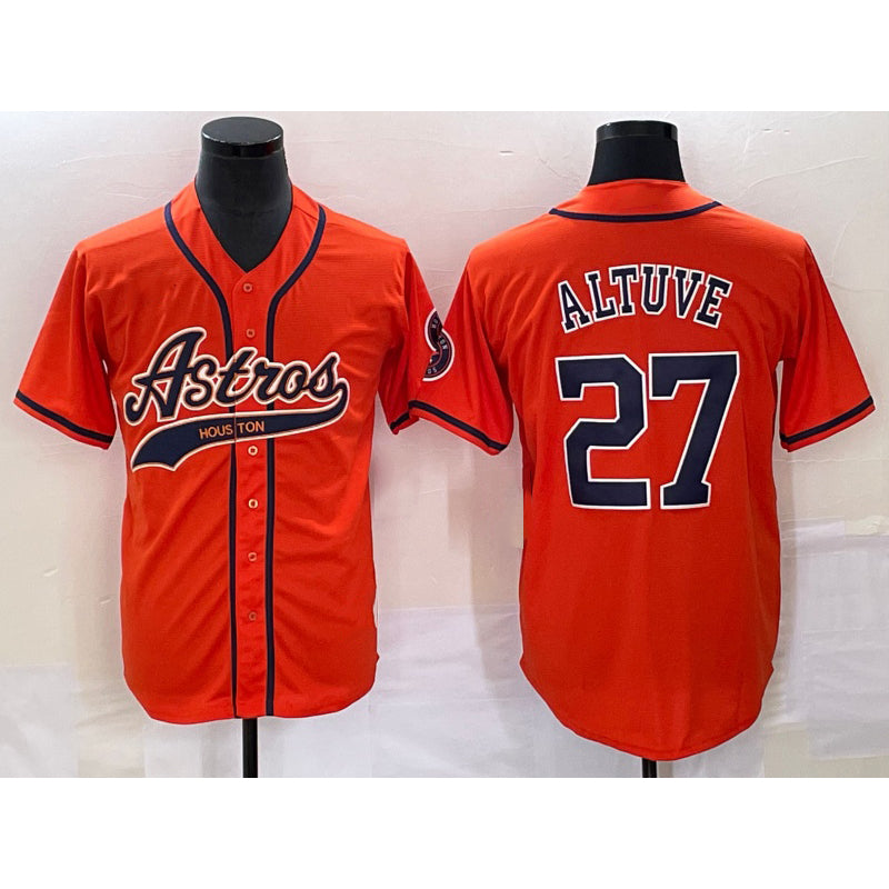 Houston Astros #27 Jose Altuve Orange HOLBERT With Patch Cool Base Stitched Jersey