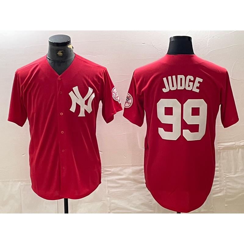 New York Yankees #99 Aaron Judge Red HOLBERT Fashion Cool Base Jersey
