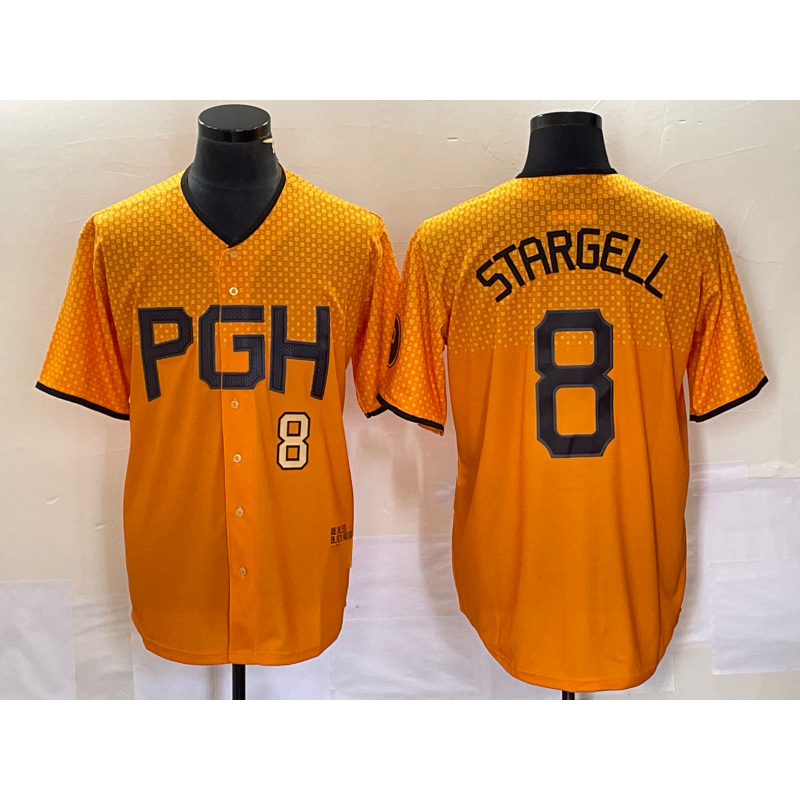 Pittsburgh Pirates #8 Willie Stargell Number Gold HOLBERT 2023 City Connect Stitched Jersey