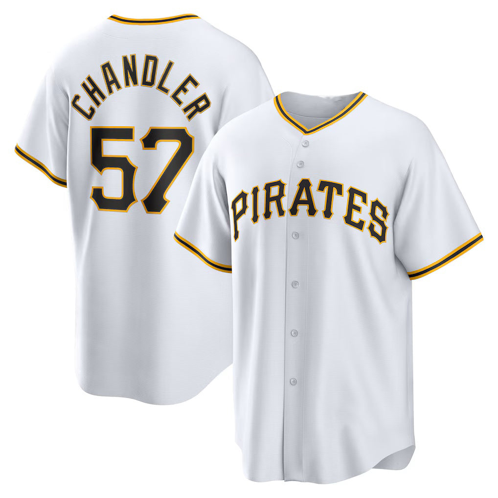 Pittsburgh Pirates #57 Bubba Chandler White HOLBERT Home Replica Jersey