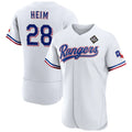 Texas Rangers #28 Jonah Heim White HOLBERT 2023 World Series Flex Base Stitched Jersey