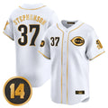 Cincinnati Reds #37 Tyler Stephenson Player White-Gold HOLBERT Vapor Premier Limited Home Stitched Jerseys